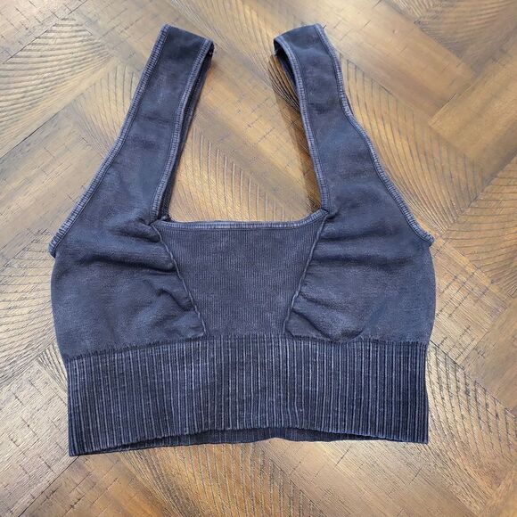 Free People Square Neck Good Karma Bra XS/S Washed Black - Picture 2 of 3